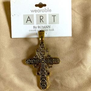 Roman Brand Bronze Slide 3” Cross Slide Pendant Brand New/Signed